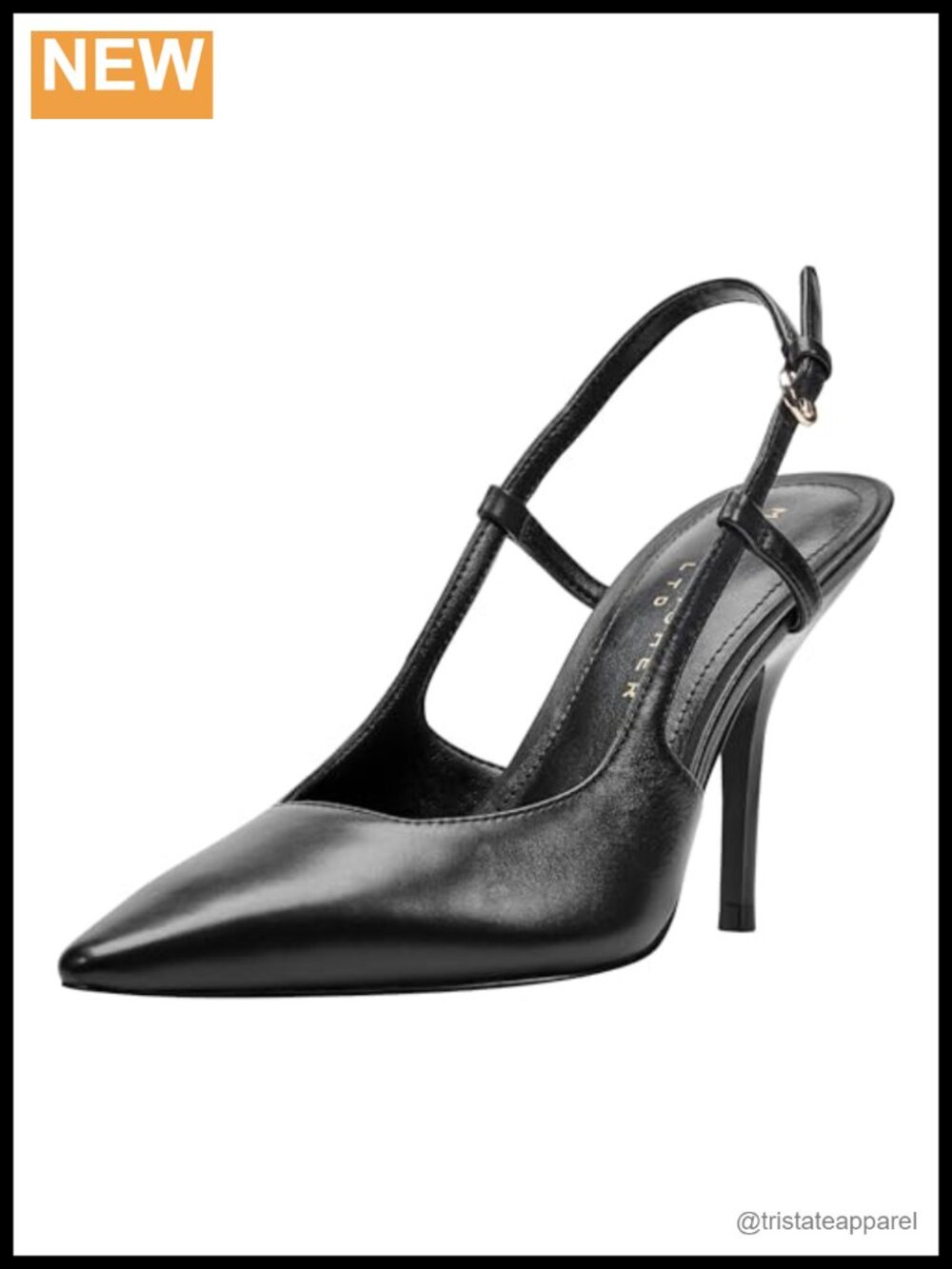 Leather Pointed Toe Stiletto Heel Slingback Pumps